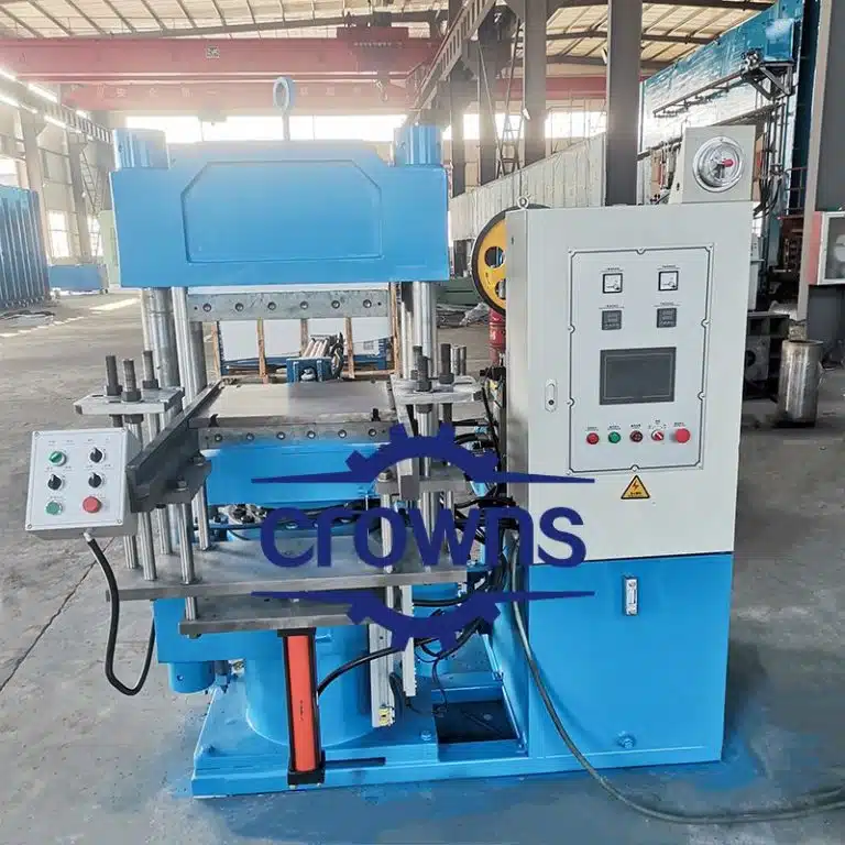 Crowns Machinery's vulcanizing machines in action, a key tool for improving the quality and durability of industrial rubber products